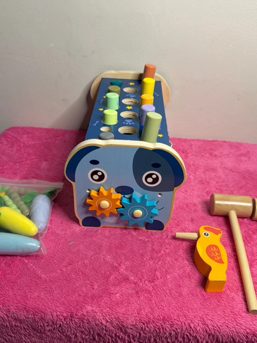 Wooden Kids Xylophone and Hammer Toy - Multicolor
